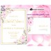 Cream pink roses Bridal Shower invitation printable template, (135)